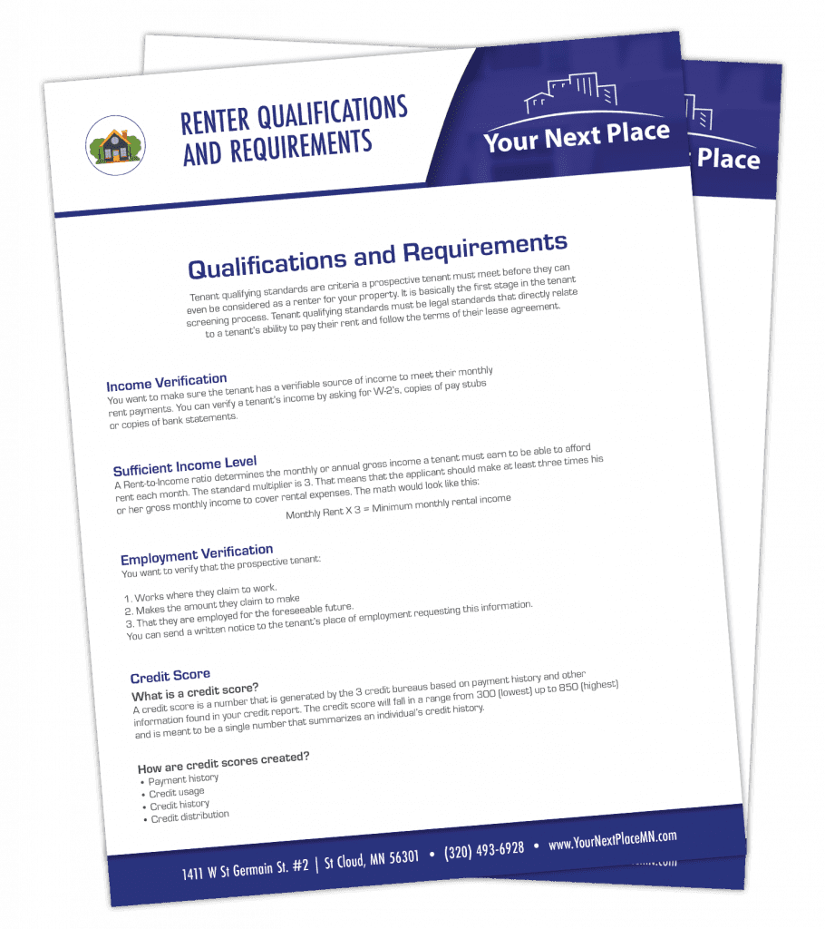 Renter Qualifications & Requirements Your Next Place Renters