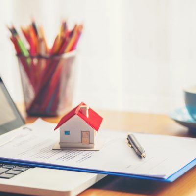 Lease / Rental agreement document with keys and pen. Highlighted